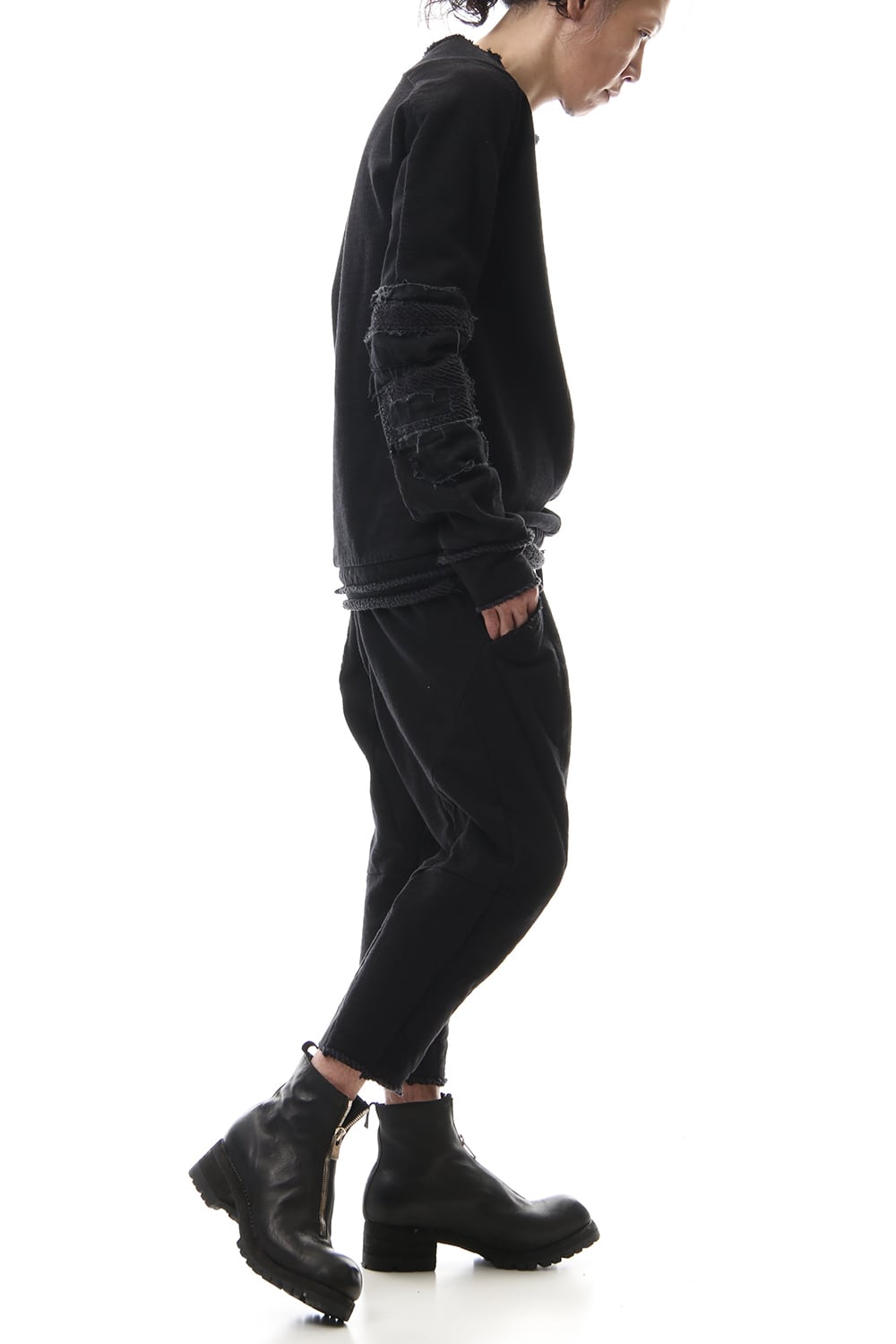 Heavy cotton jersey Drop crotch Cropped pants