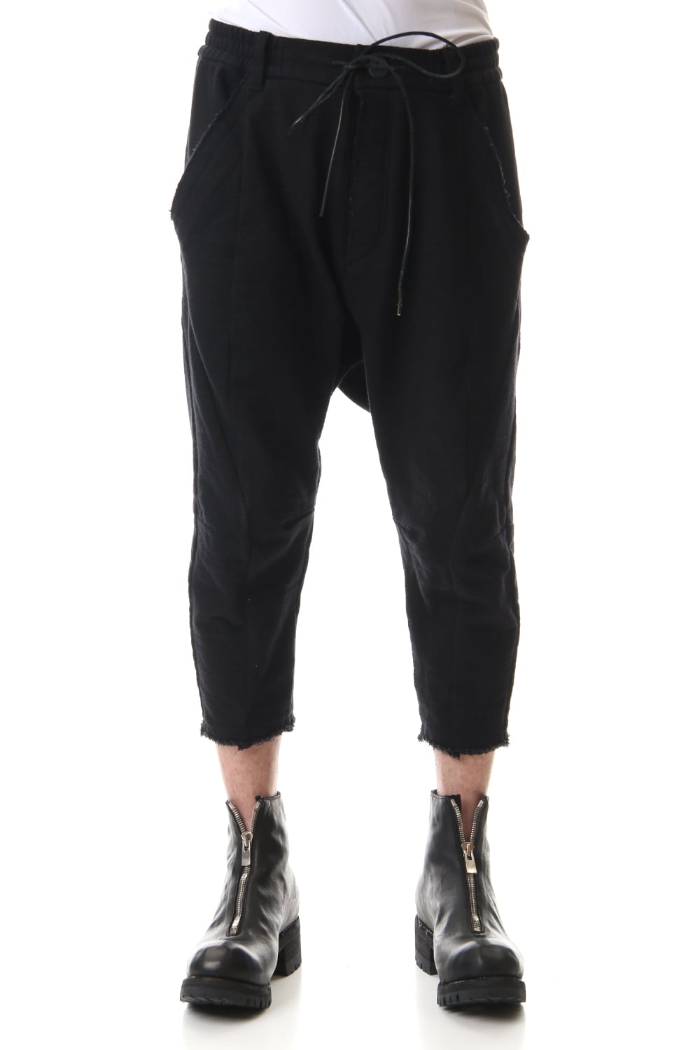 Heavy cotton jersey Drop crotch Cropped pants