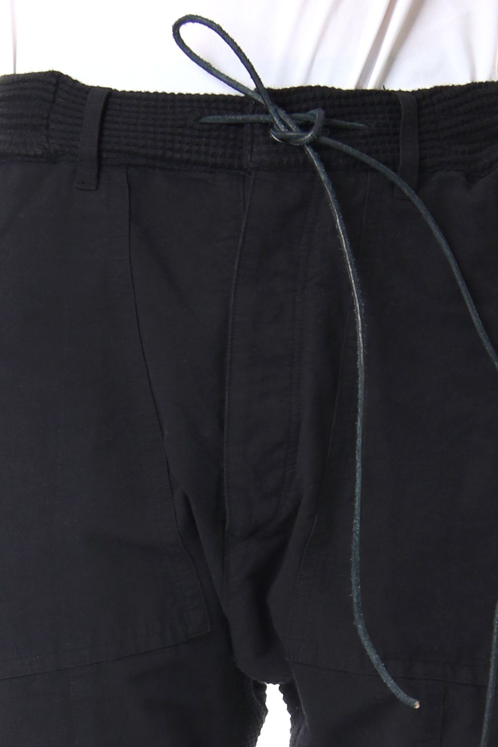 Heavy Waffle x Japanese Paper Mix Glo-Glon Combination Cold Dye Drop Crochee Jog Pants Black