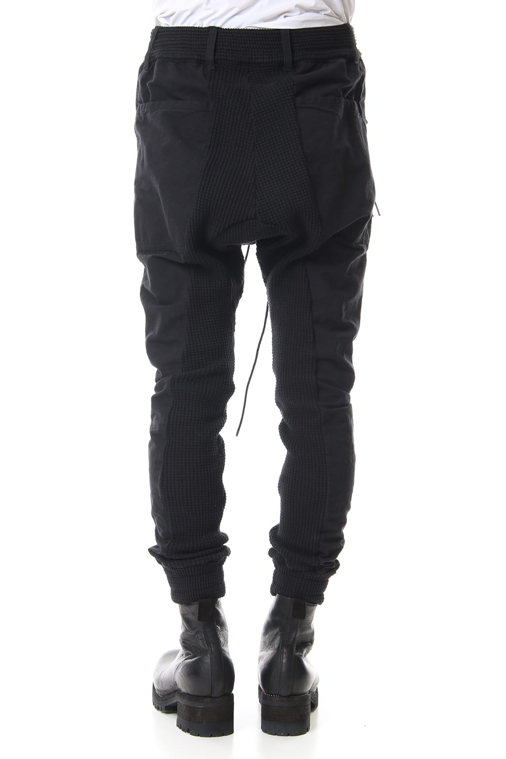 Heavy Waffle x Japanese Paper Mix Glo-Glon Combination Cold Dye Drop Crochee Jog Pants Black