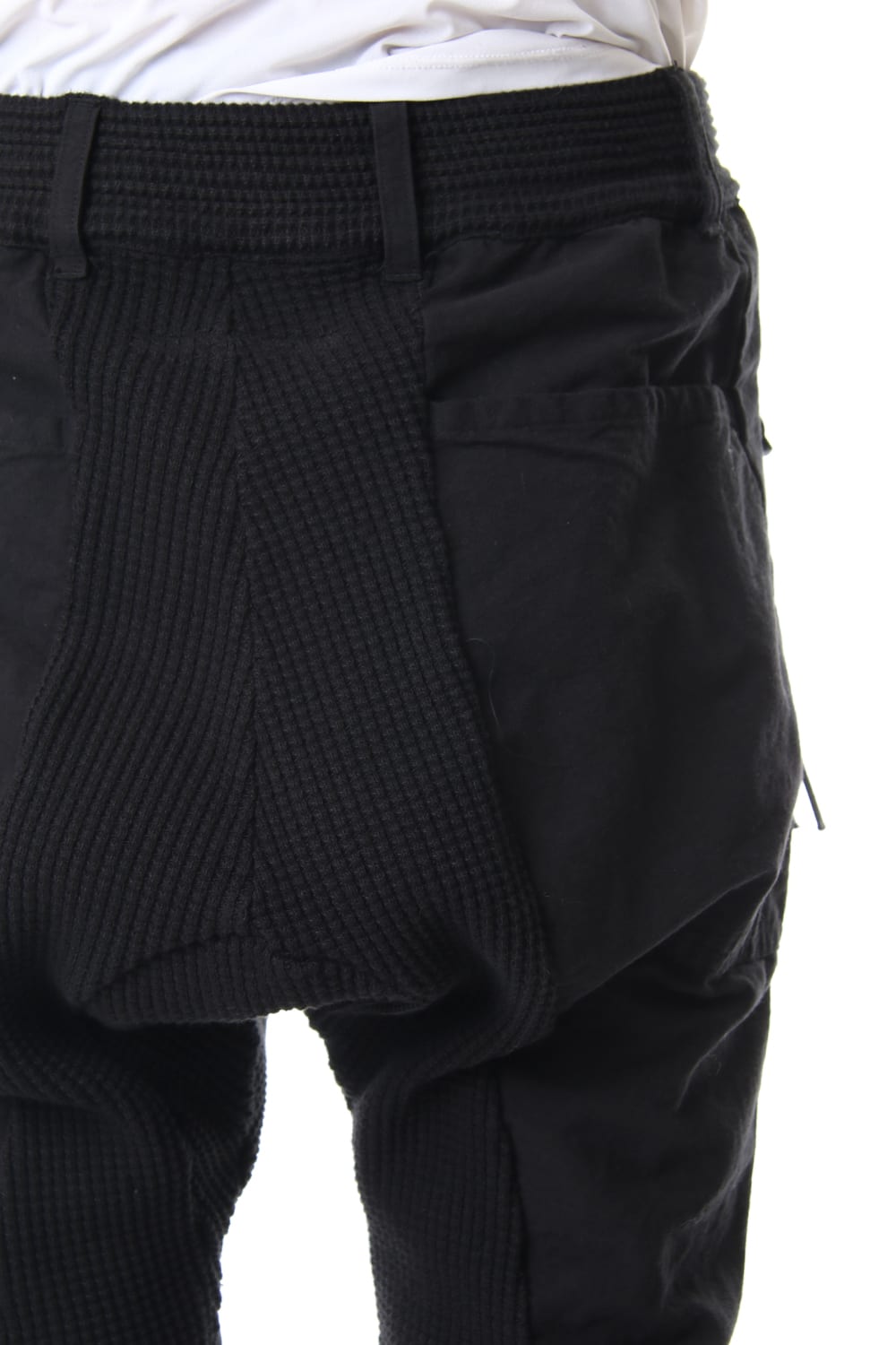 Heavy Waffle x Japanese Paper Mix Glo-Glon Combination Cold Dye Drop Crochee Jog Pants Black