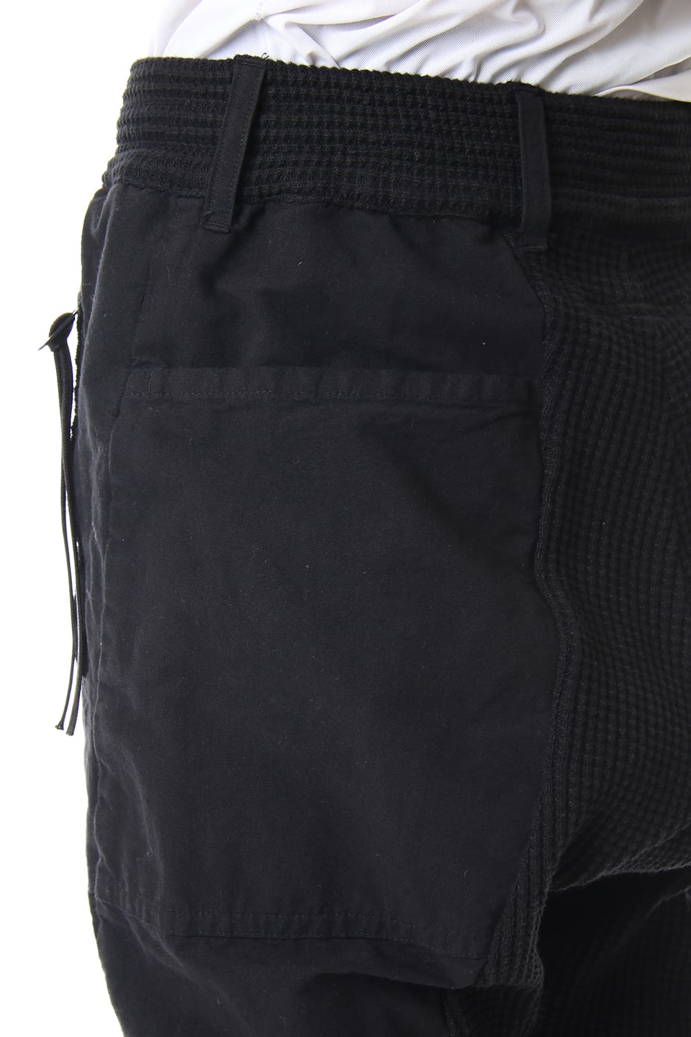 Heavy Waffle x Japanese Paper Mix Glo-Glon Combination Cold Dye Drop Crochee Jog Pants Black