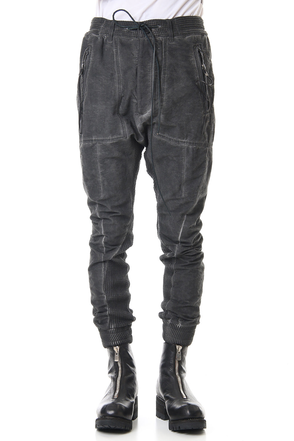 Heavy Waffle x Japanese Paper Mix Glo-Glon Combination Cold Dye Drop Crochee Jog Pants