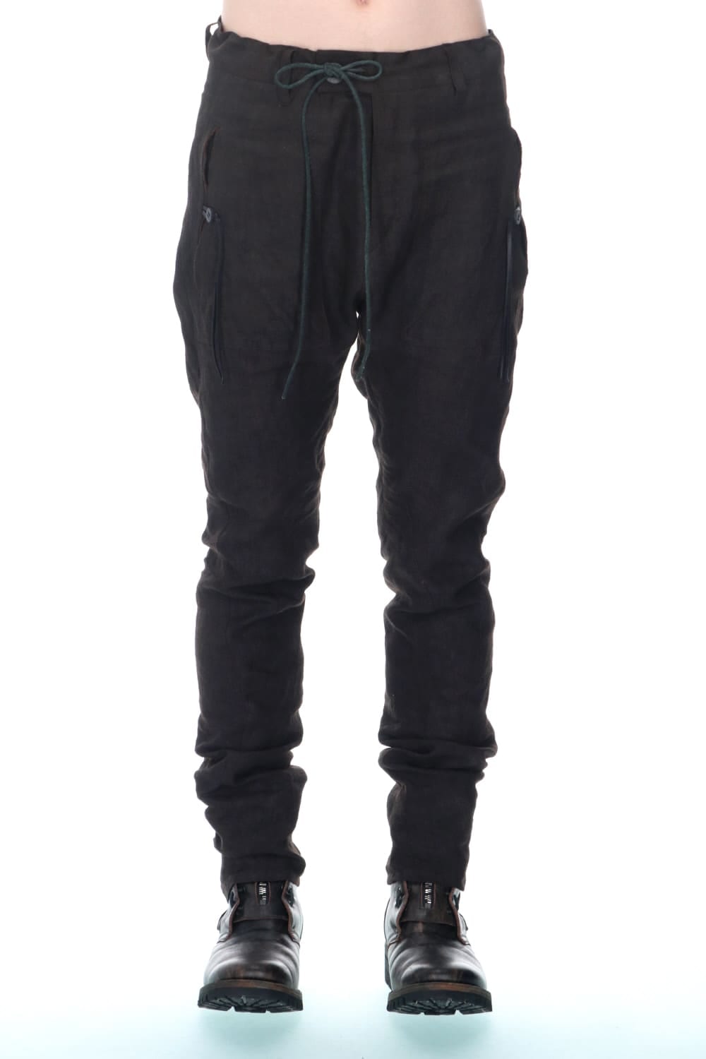 Mud Dyed Linen Drop Crotch Slim Pants