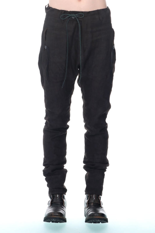 Mud Dyed Linen Drop Crotch Slim Pants