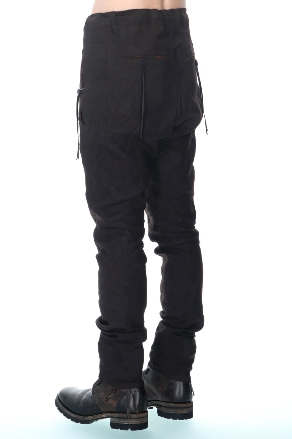 Mud Dyed Linen Drop Crotch Slim Pants