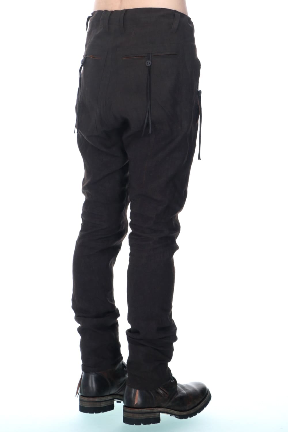 Mud Dyed Linen Drop Crotch Slim Pants