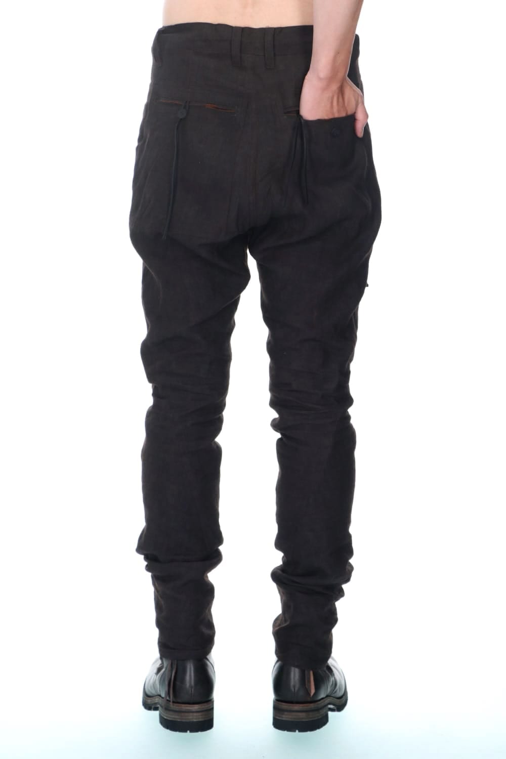 Mud Dyed Linen Drop Crotch Slim Pants
