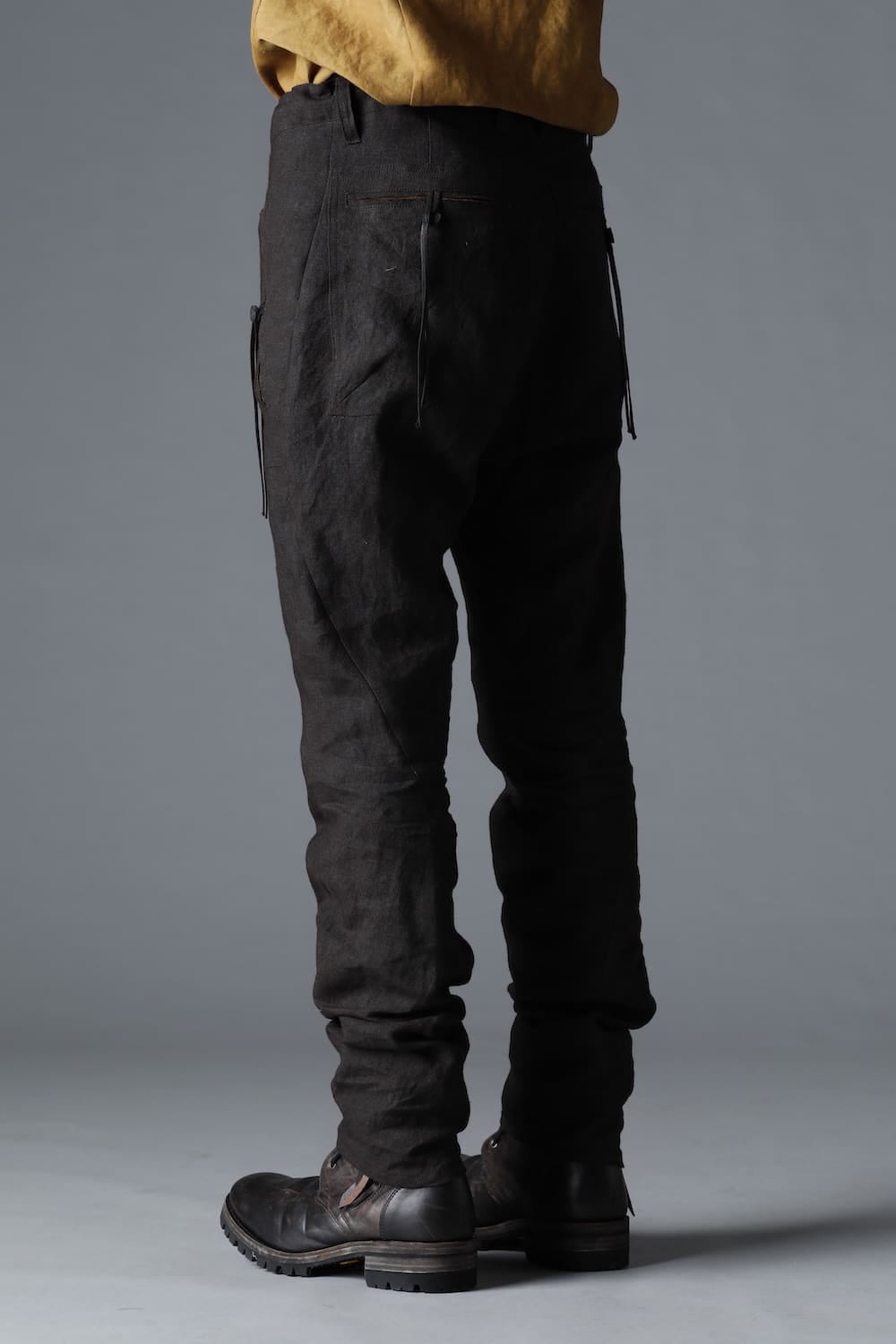Mud Dyed Linen Drop Crotch Slim Pants