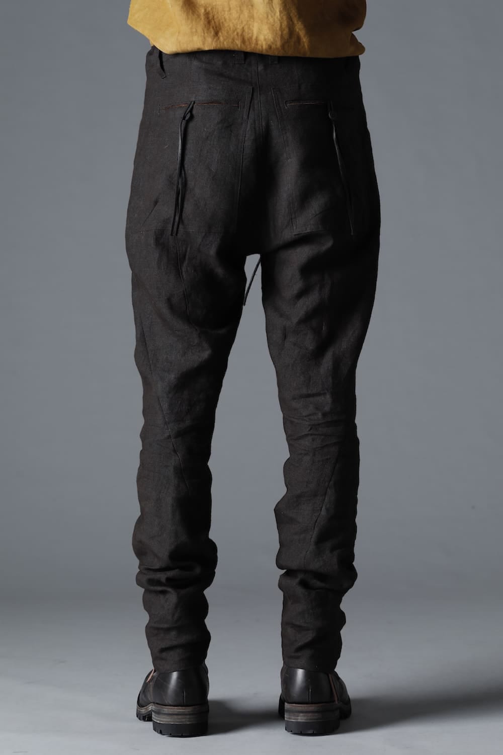 Mud Dyed Linen Drop Crotch Slim Pants