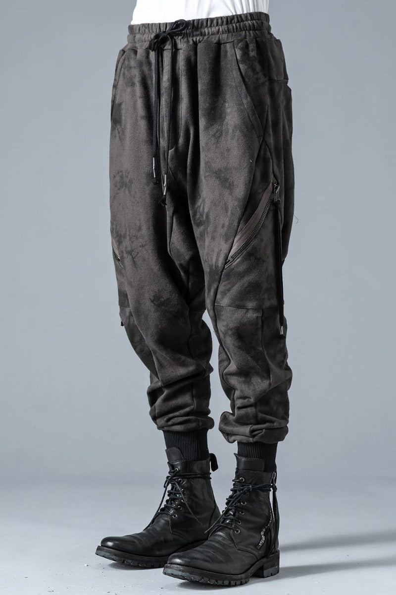 Uneven Dyed Untwisted Yarn Fleece-Lined Sarouel Jogger Pants