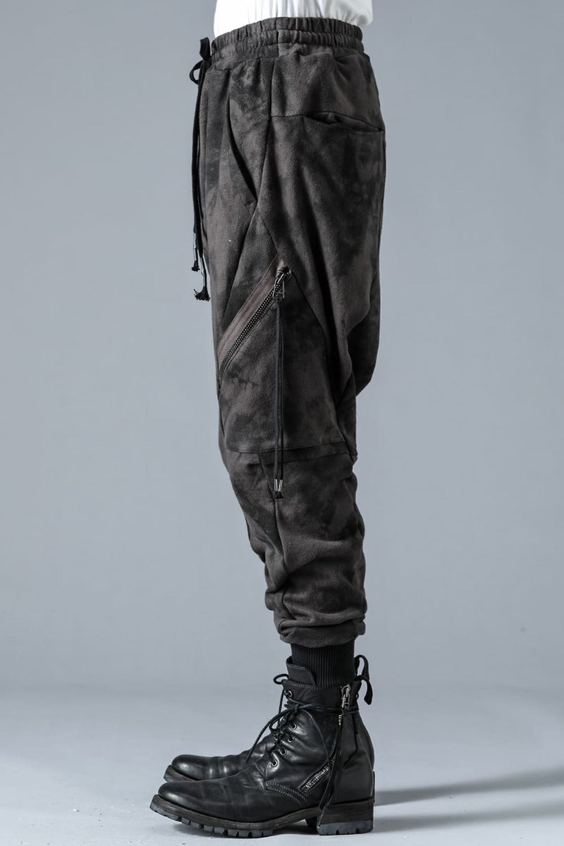 Uneven Dyed Untwisted Yarn Fleece-Lined Sarouel Jogger Pants