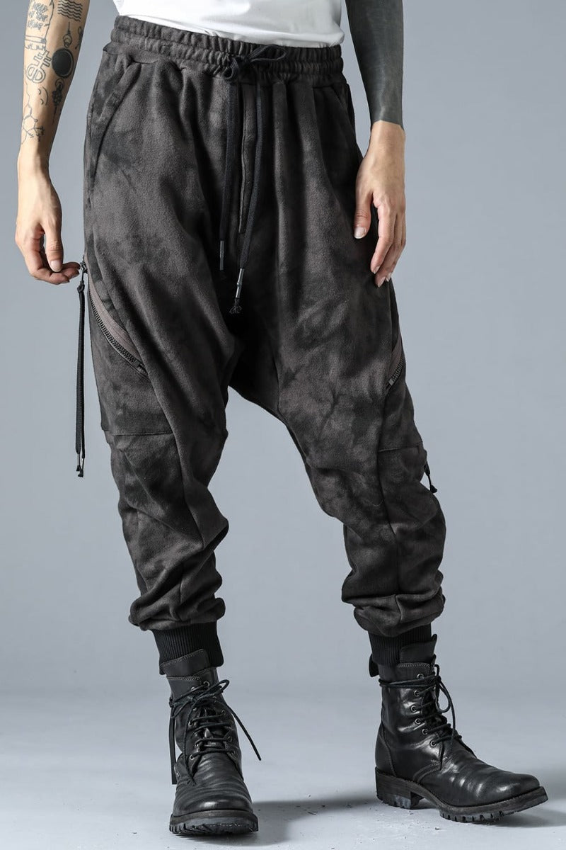 Uneven Dyed Untwisted Yarn Fleece-Lined Sarouel Jogger Pants