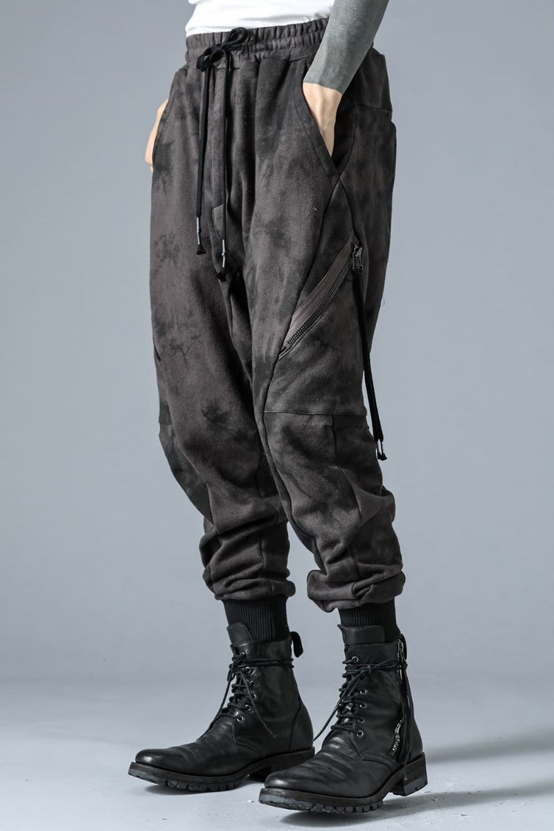 Uneven Dyed Untwisted Yarn Fleece-Lined Sarouel Jogger Pants