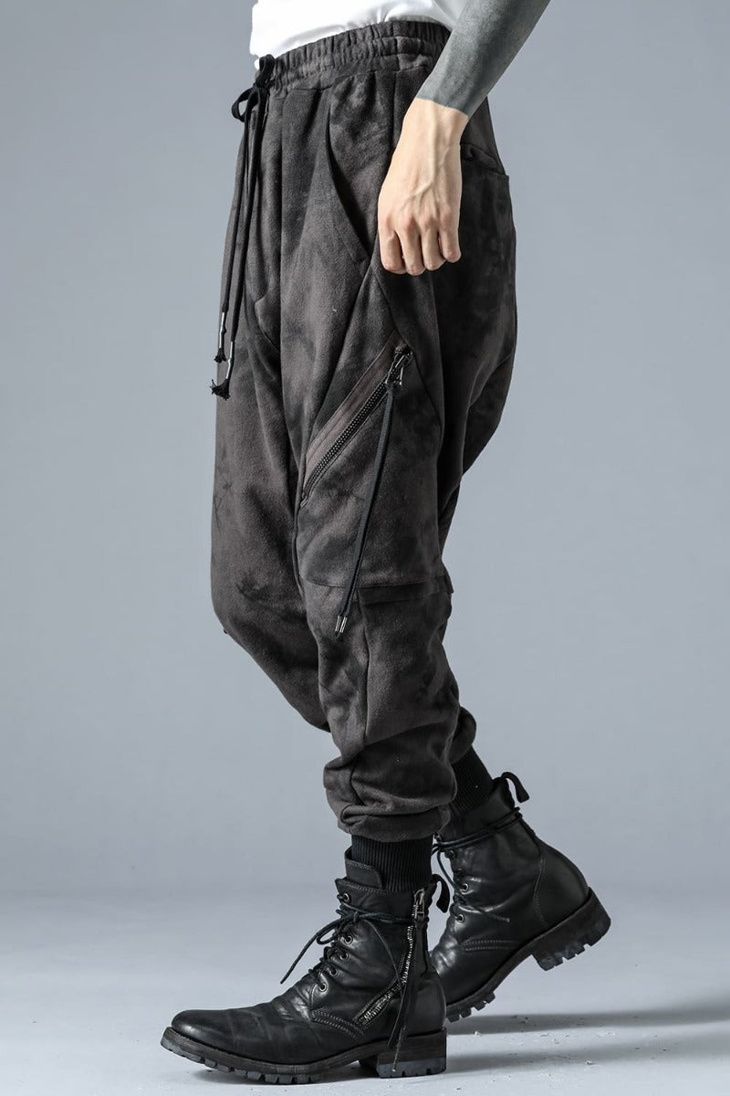 Uneven Dyed Untwisted Yarn Fleece-Lined Sarouel Jogger Pants