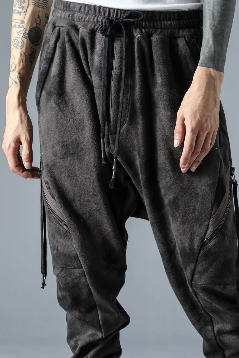 Uneven Dyed Untwisted Yarn Fleece-Lined Sarouel Jogger Pants