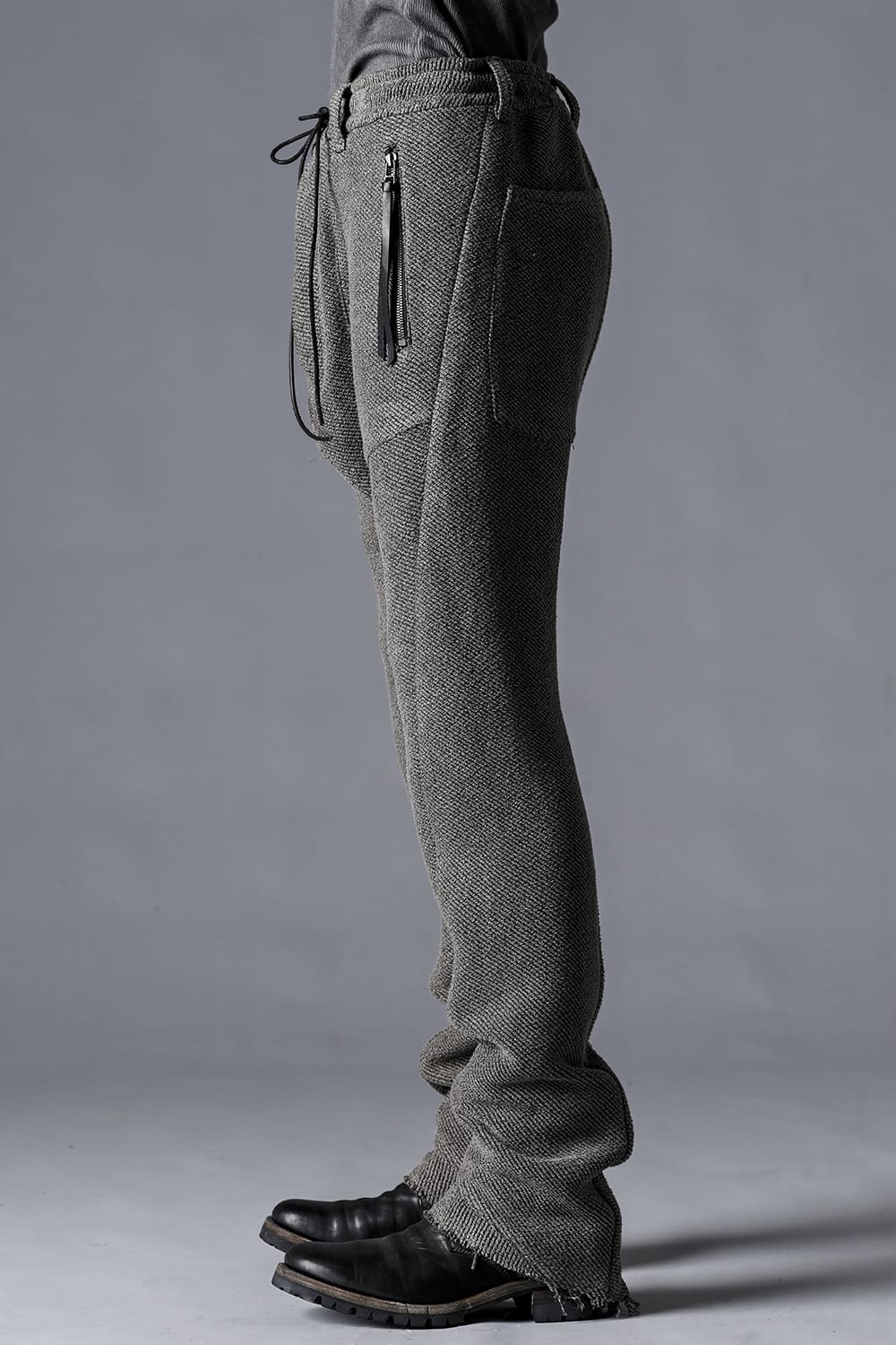 Japanese Paper And Cotton Tweed Drop Crotch Slim Trousers  Black