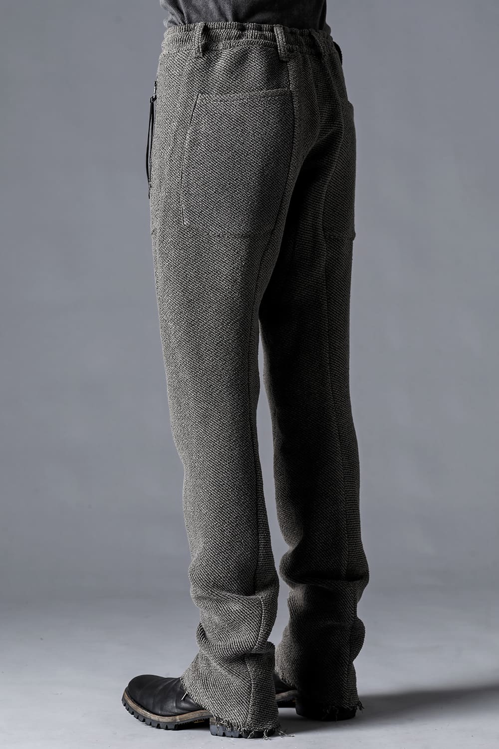 Japanese Paper And Cotton Tweed Drop Crotch Slim Trousers  Black