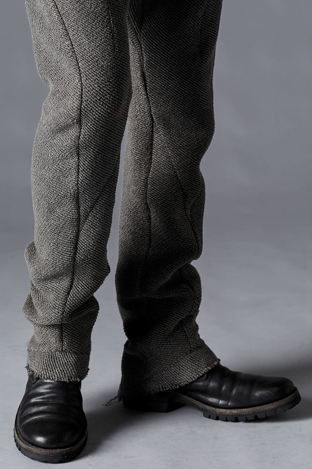 Japanese Paper And Cotton Tweed Drop Crotch Slim Trousers  Black