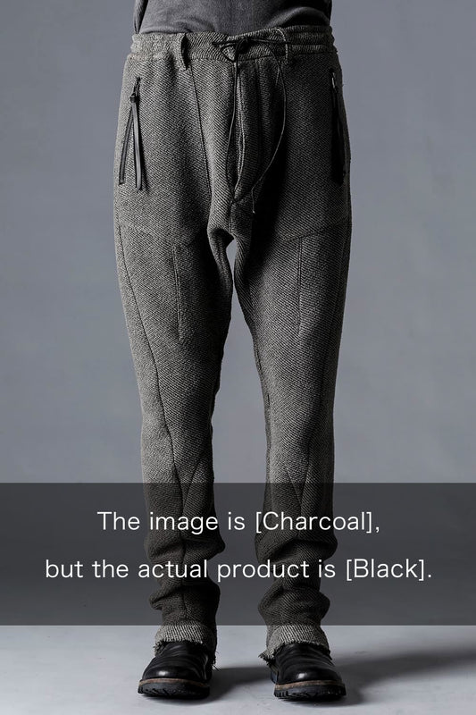 Japanese Paper And Cotton Tweed Drop Crotch Slim Trousers  Black