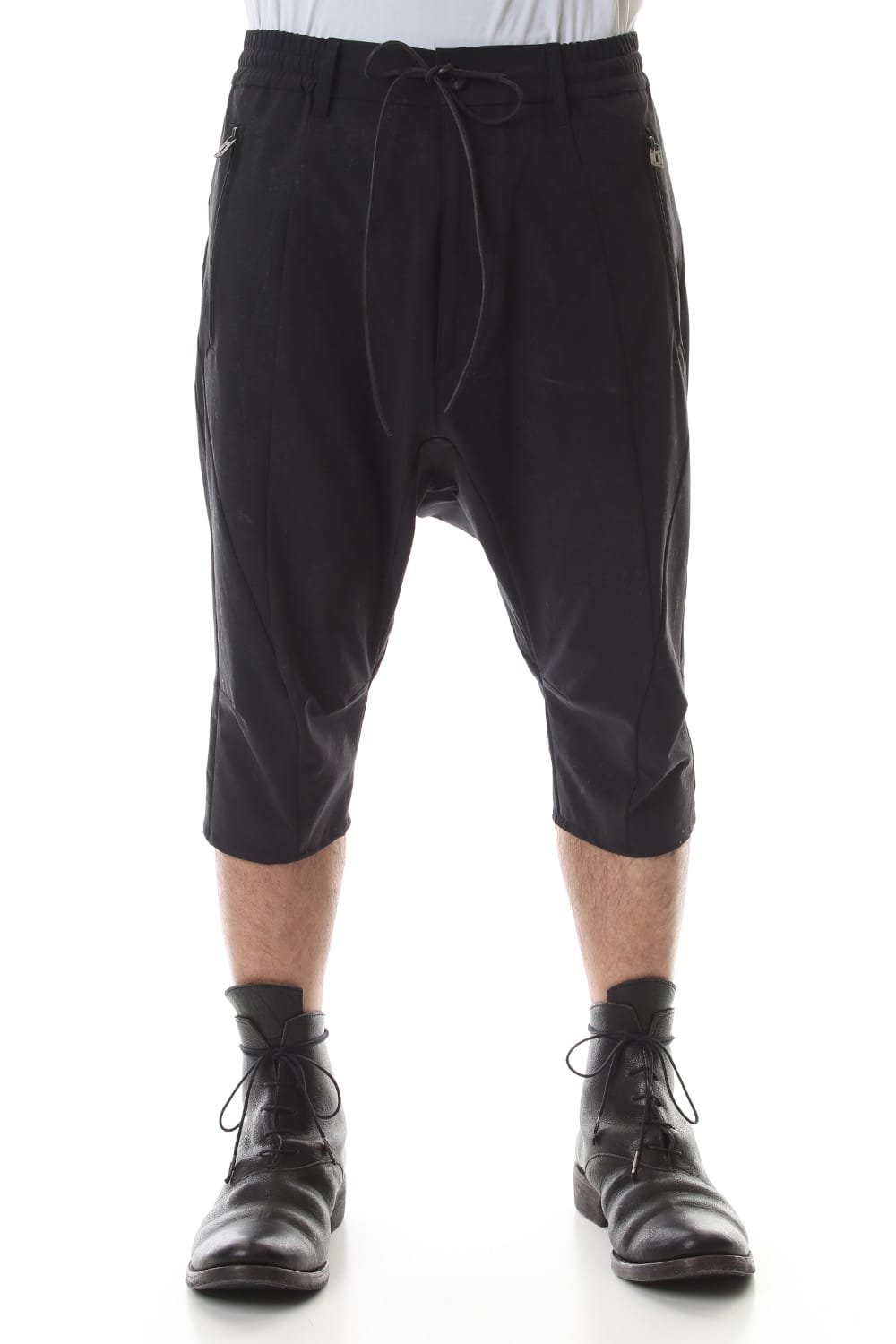 Reflective Coated 4-Way Stretch Nylon Drop-Cropped Shorts