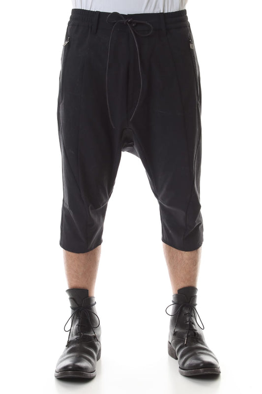 Reflective Coated 4-Way Stretch Nylon Drop-Cropped Shorts