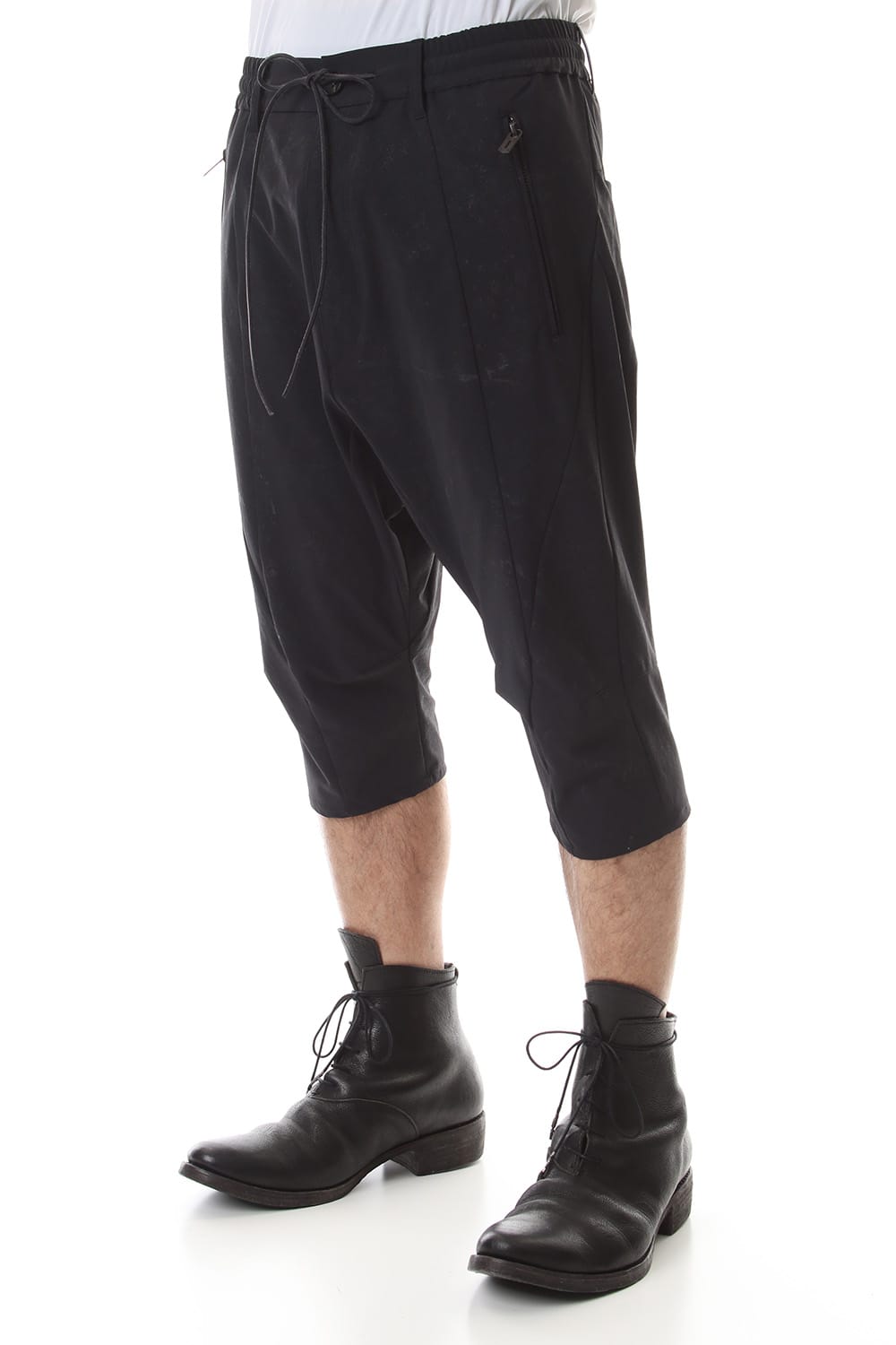 Reflective Coated 4-Way Stretch Nylon Drop-Cropped Shorts