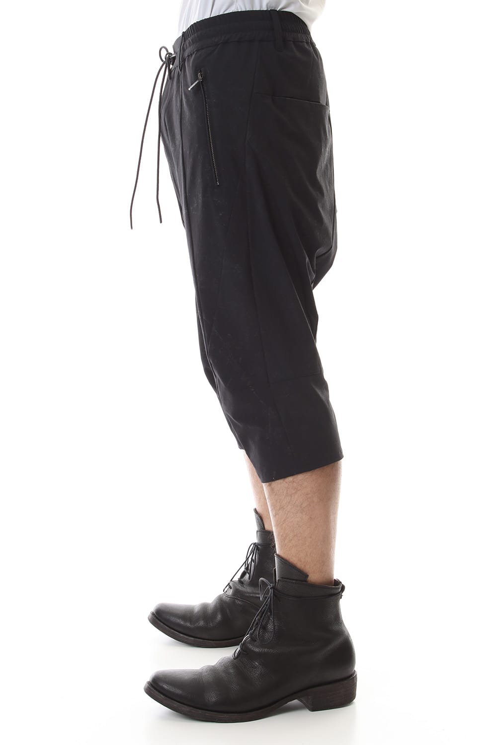 Reflective Coated 4-Way Stretch Nylon Drop-Cropped Shorts