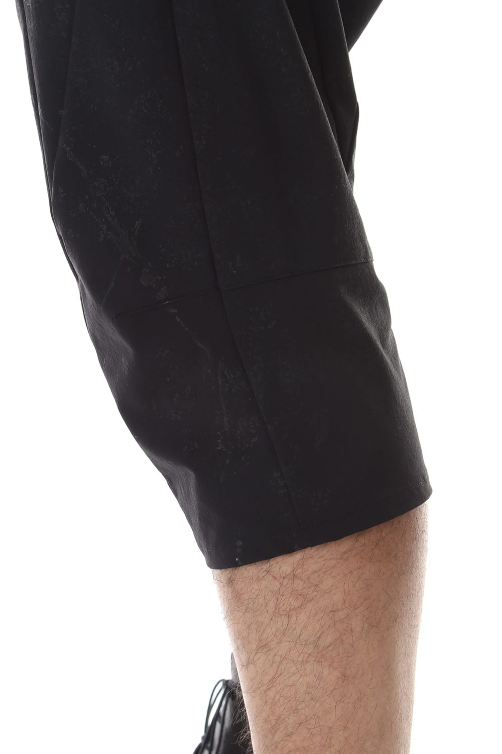 Reflective Coated 4-Way Stretch Nylon Drop-Cropped Shorts