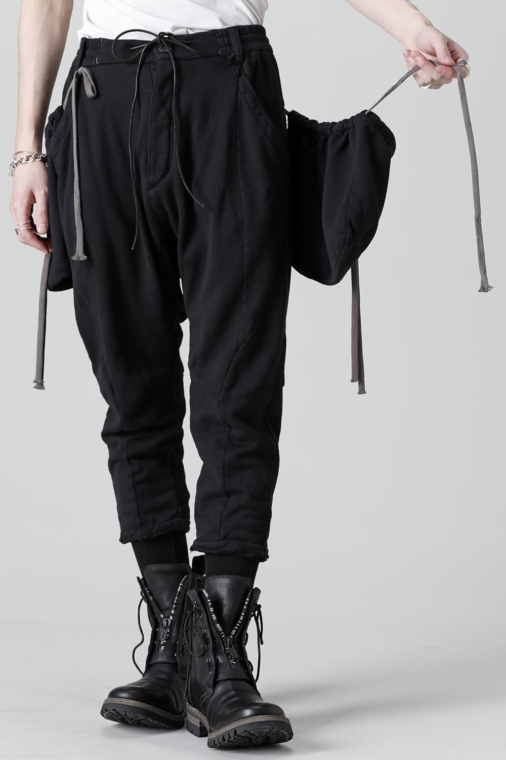 Soft Cotton Jersey Detachable Pocket Cropped Pants Black