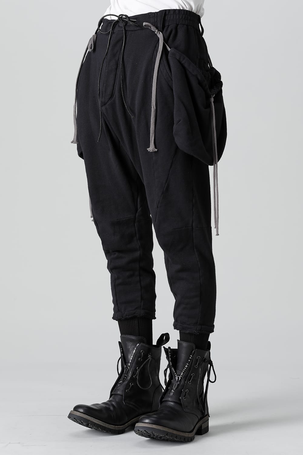 Soft Cotton Jersey Detachable Pocket Cropped Pants Black