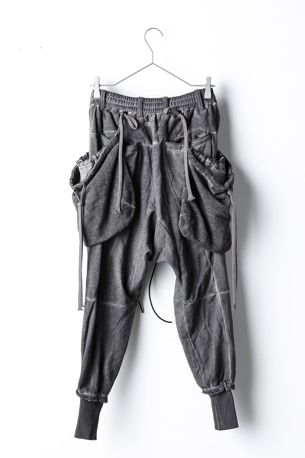 Cold Dyed Untwisted Soft Cotton Jersey Detachable Pocket Cropped Pants Charcoal