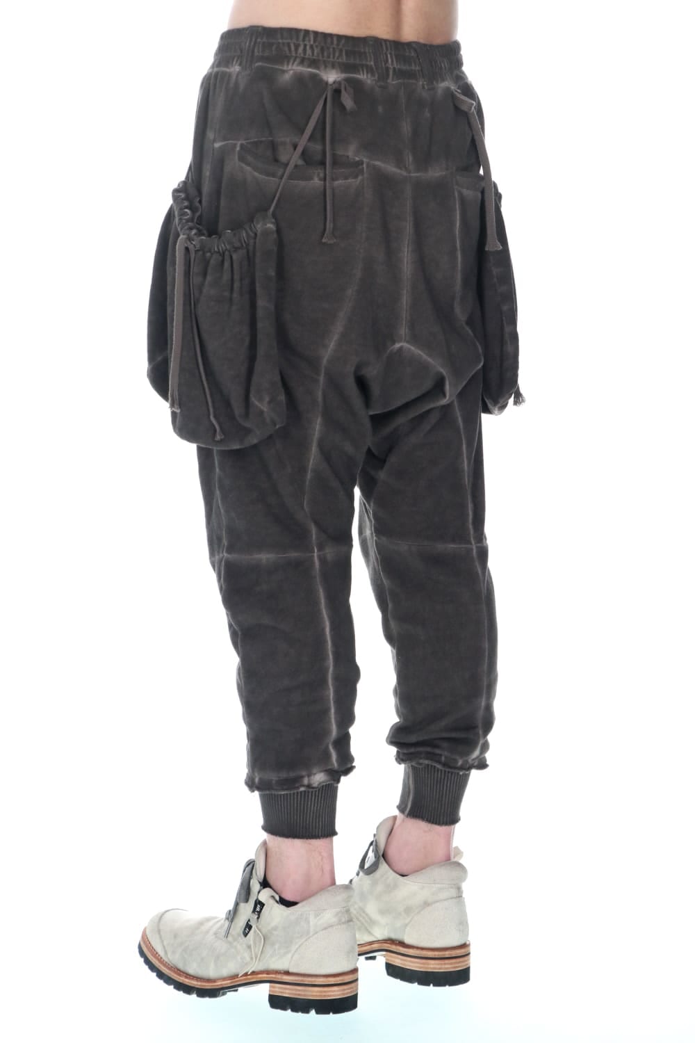 Cold Dyed Untwisted Soft Cotton Jersey Detachable Pocket Cropped Pants  Mud Brown