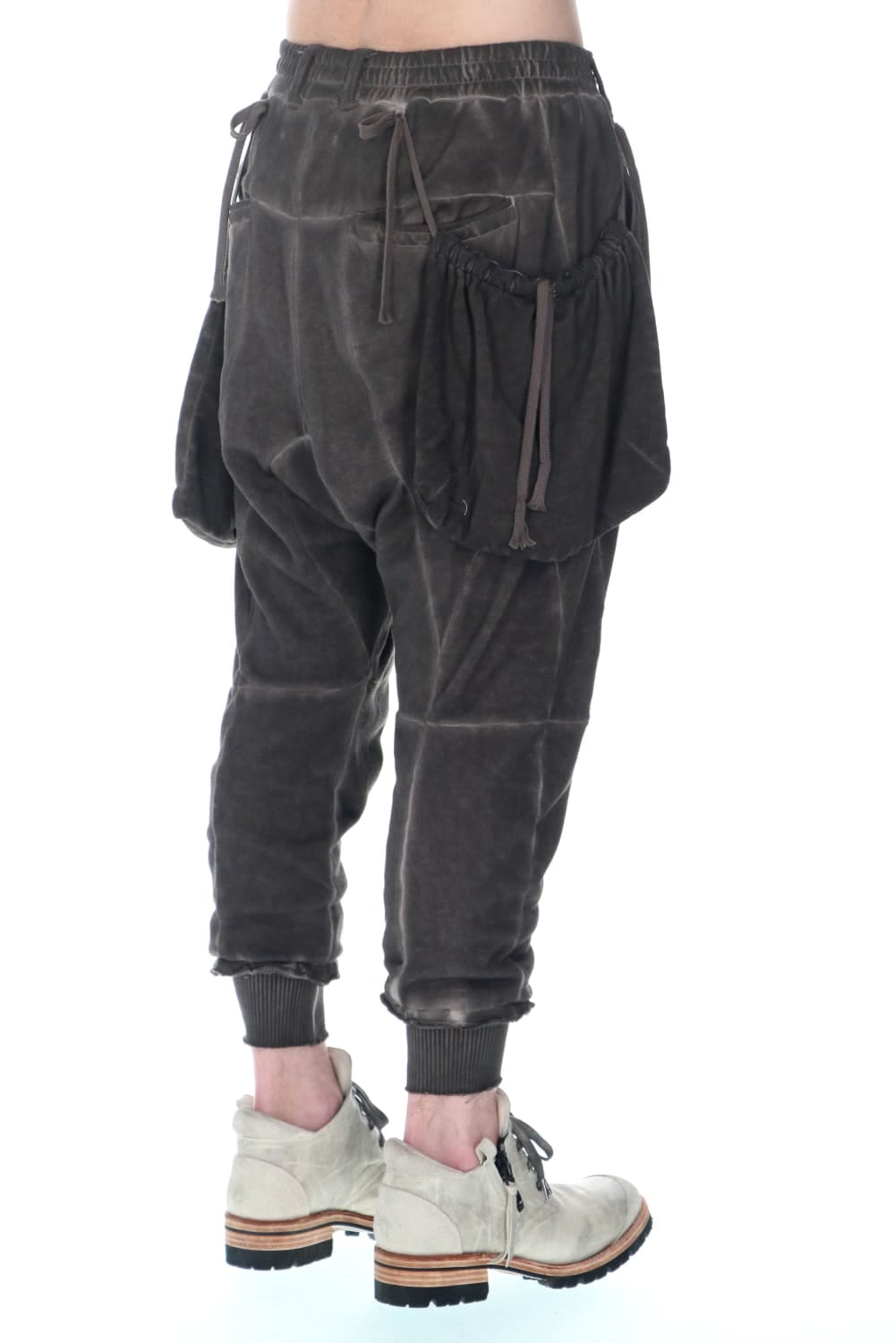 Cold Dyed Untwisted Soft Cotton Jersey Detachable Pocket Cropped Pants  Mud Brown