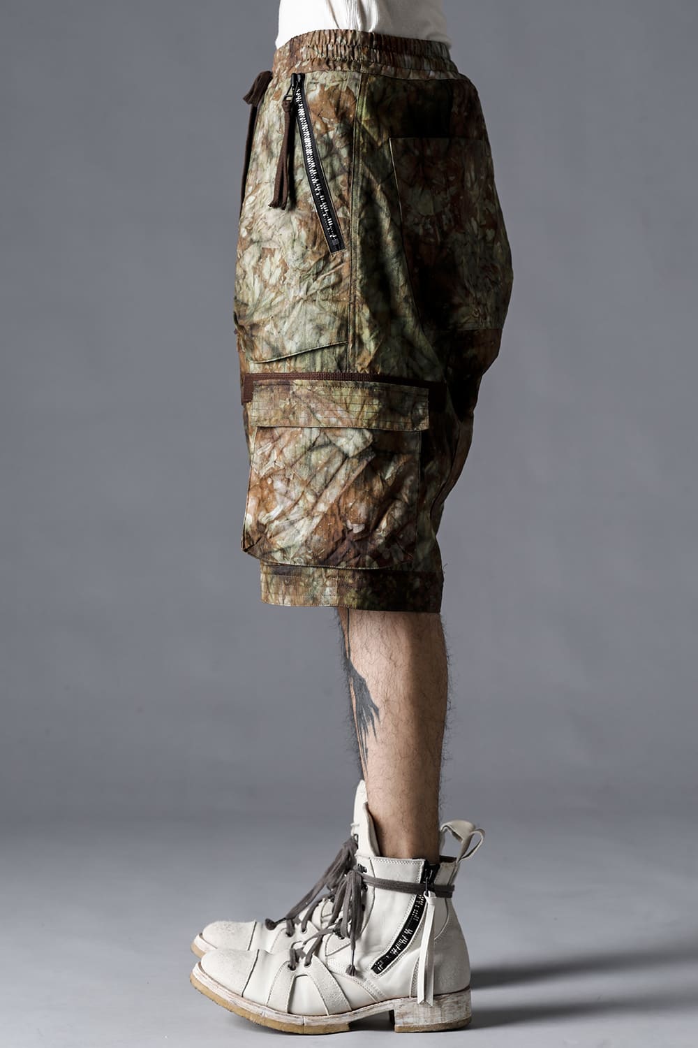 Uneven Dyed Nylon Ox Cargo Shorts  Stream Sand