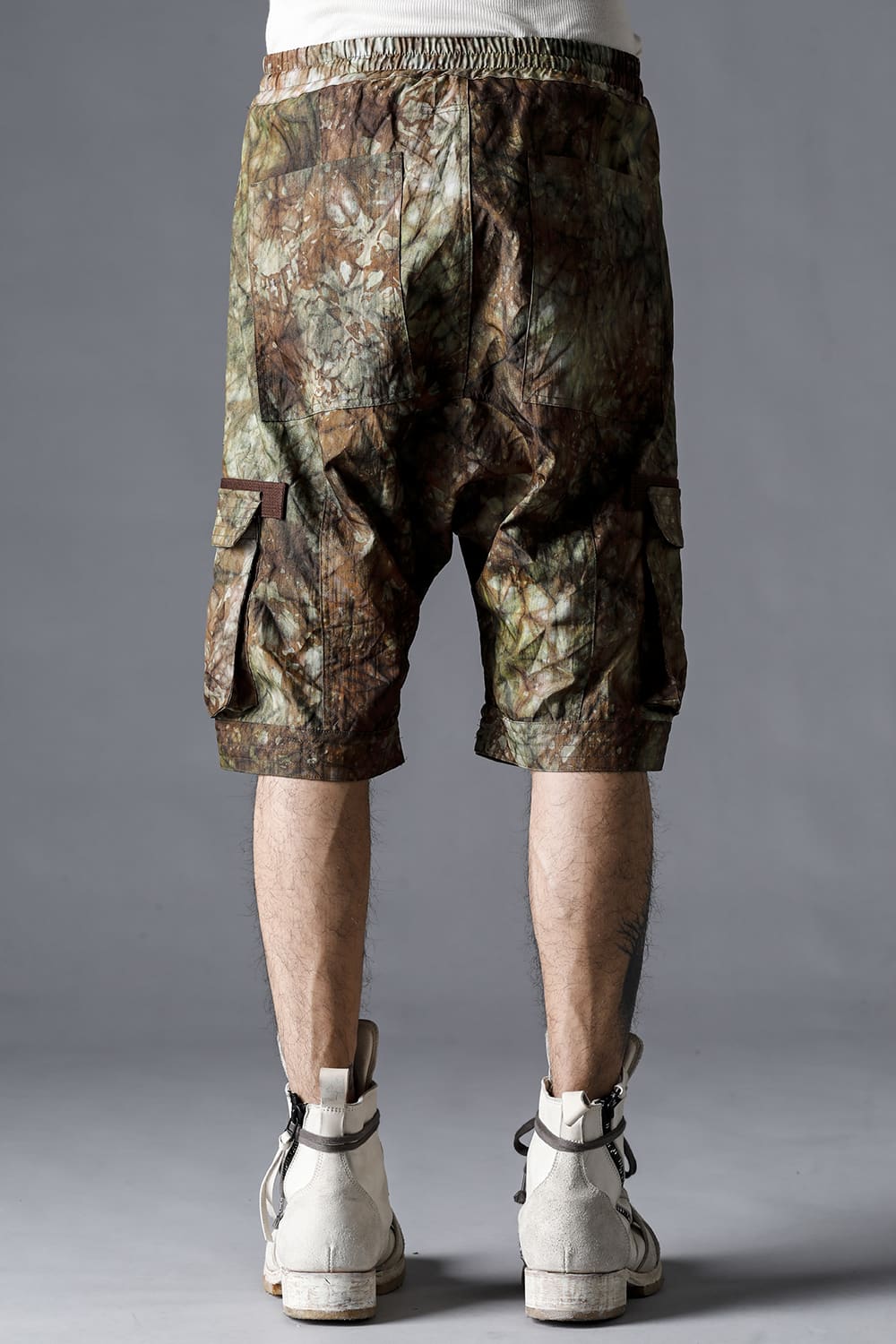 Uneven Dyed Nylon Ox Cargo Shorts  Stream Sand