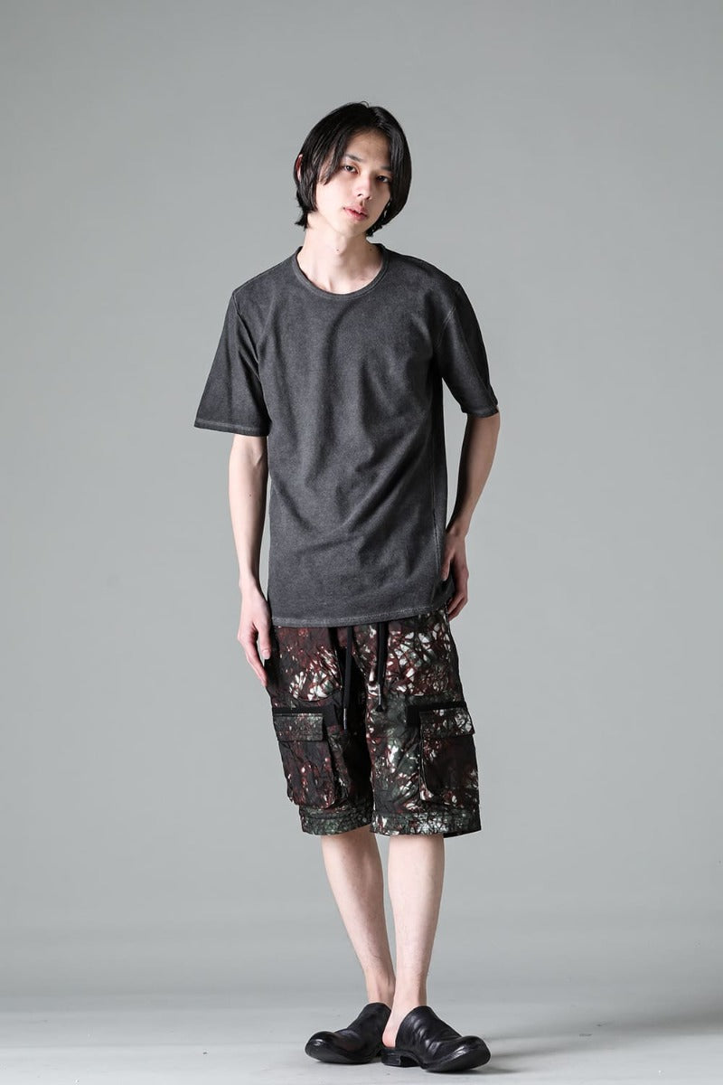 Uneven Dyed Nylon Ox Cargo Shorts  Moss Black