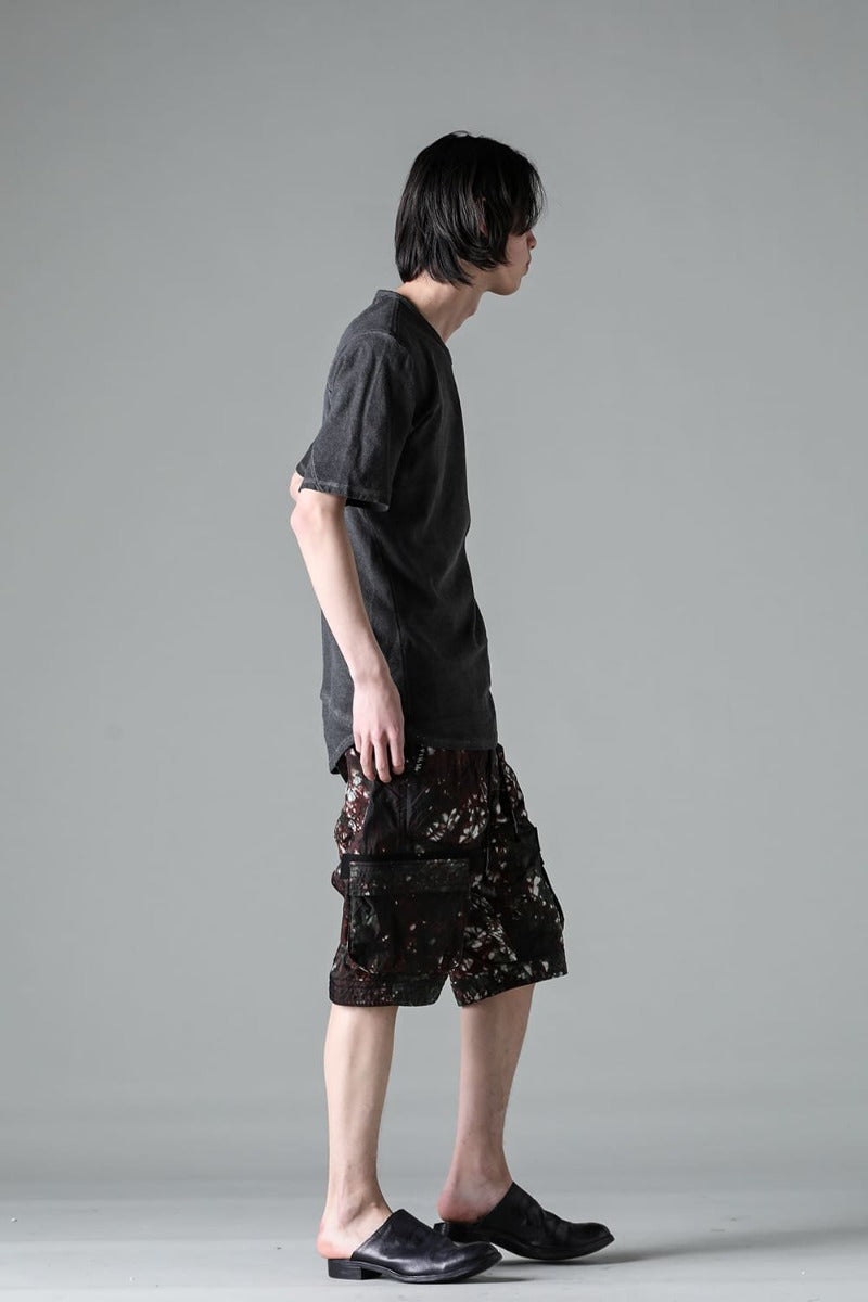 Uneven Dyed Nylon Ox Cargo Shorts  Moss Black