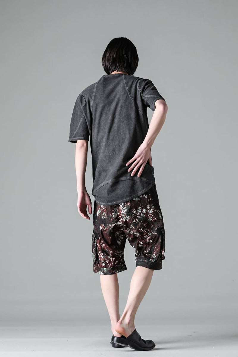 Uneven Dyed Nylon Ox Cargo Shorts  Moss Black