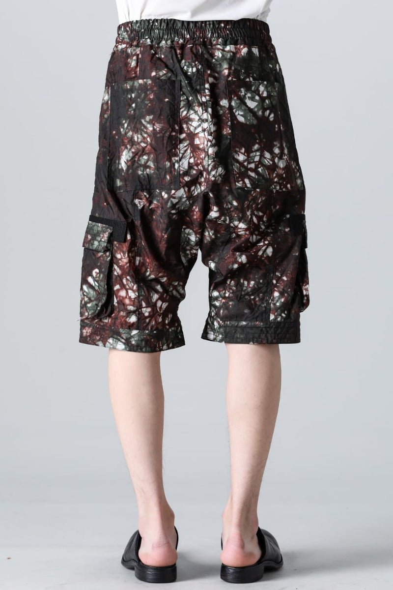 Uneven Dyed Nylon Ox Cargo Shorts  Moss Black