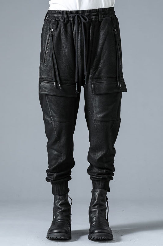 Untwisted Yarn Fleece-Lined Coated Bush Tapered Jogger Pants