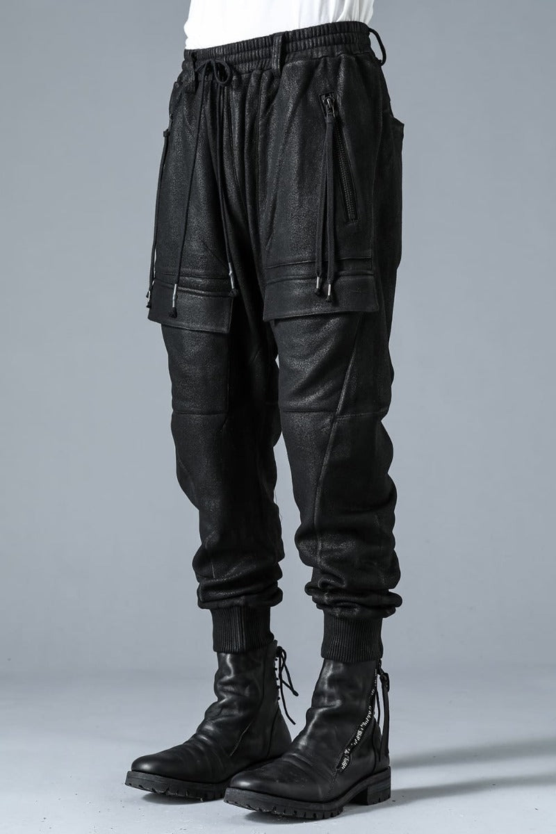 Untwisted Yarn Fleece-Lined Coated Bush Tapered Jogger Pants