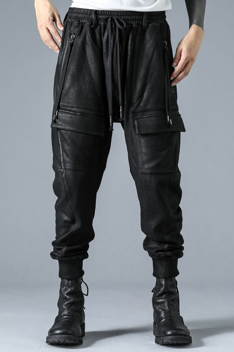 Untwisted Yarn Fleece-Lined Coated Bush Tapered Jogger Pants