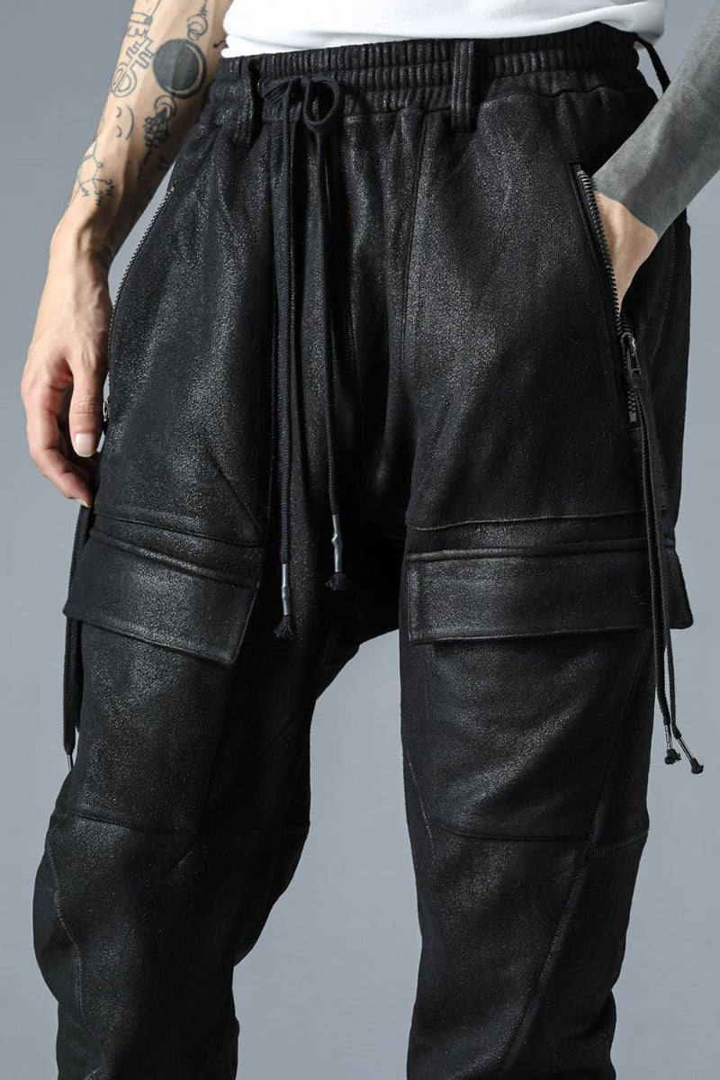 Untwisted Yarn Fleece-Lined Coated Bush Tapered Jogger Pants