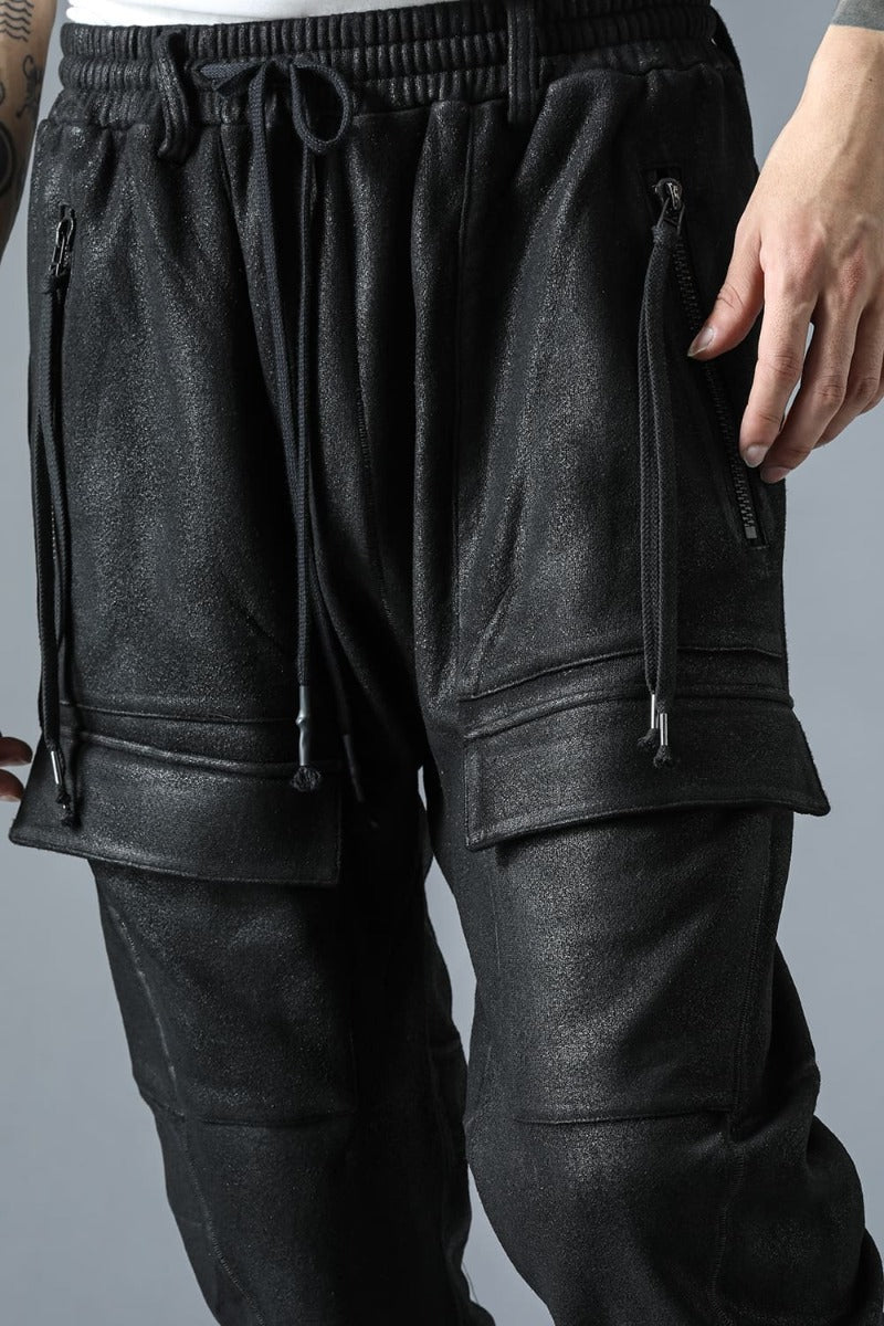 Untwisted Yarn Fleece-Lined Coated Bush Tapered Jogger Pants