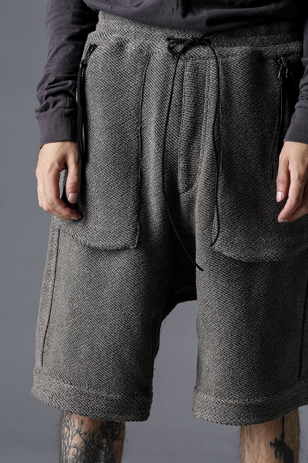 和紙×コットンツィードショートパンツ  ブラック