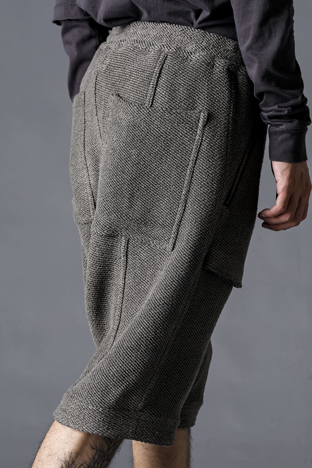 和紙×コットンツィードショートパンツ  ブラック