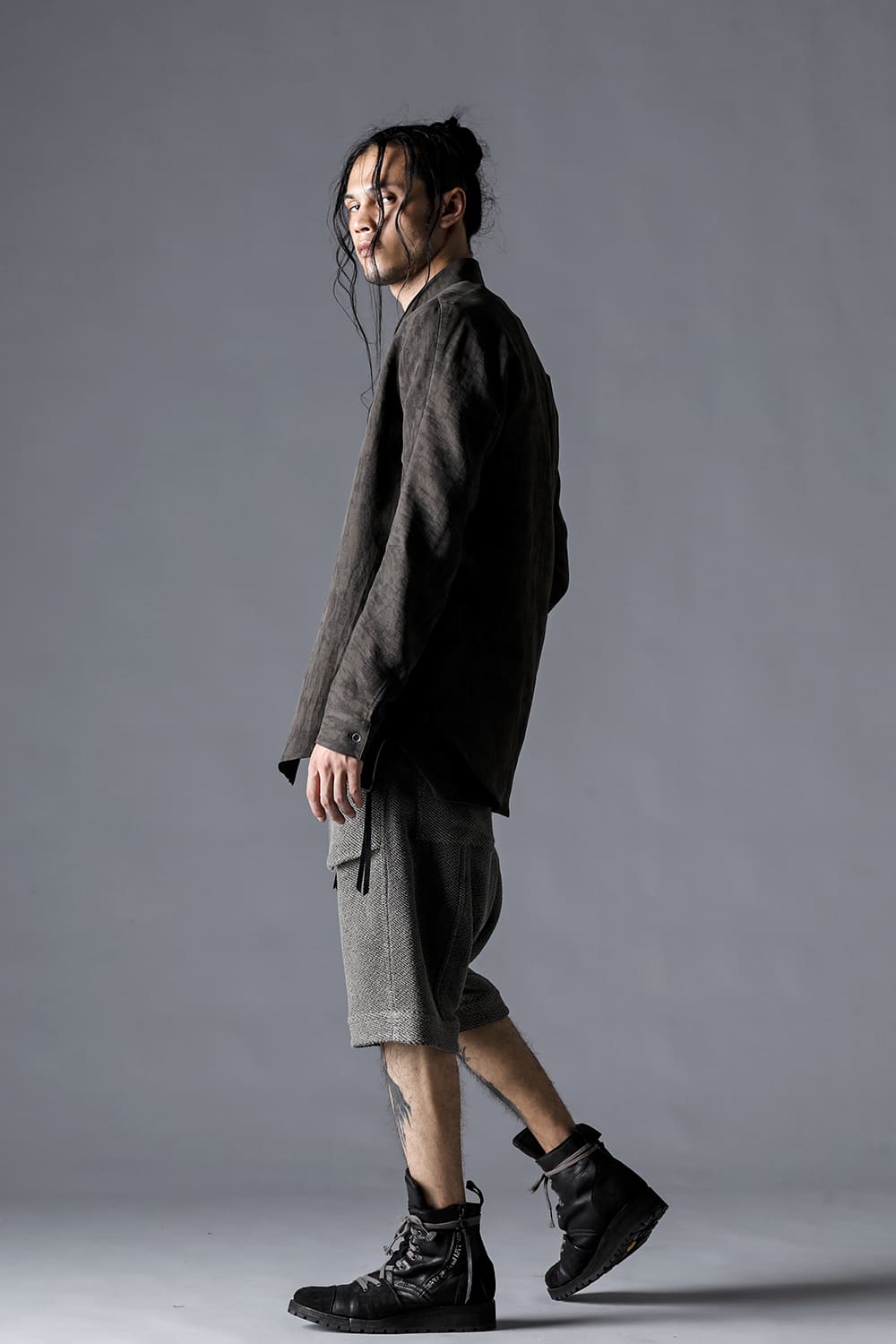 和紙×コットンツィードショートパンツ  チャコール