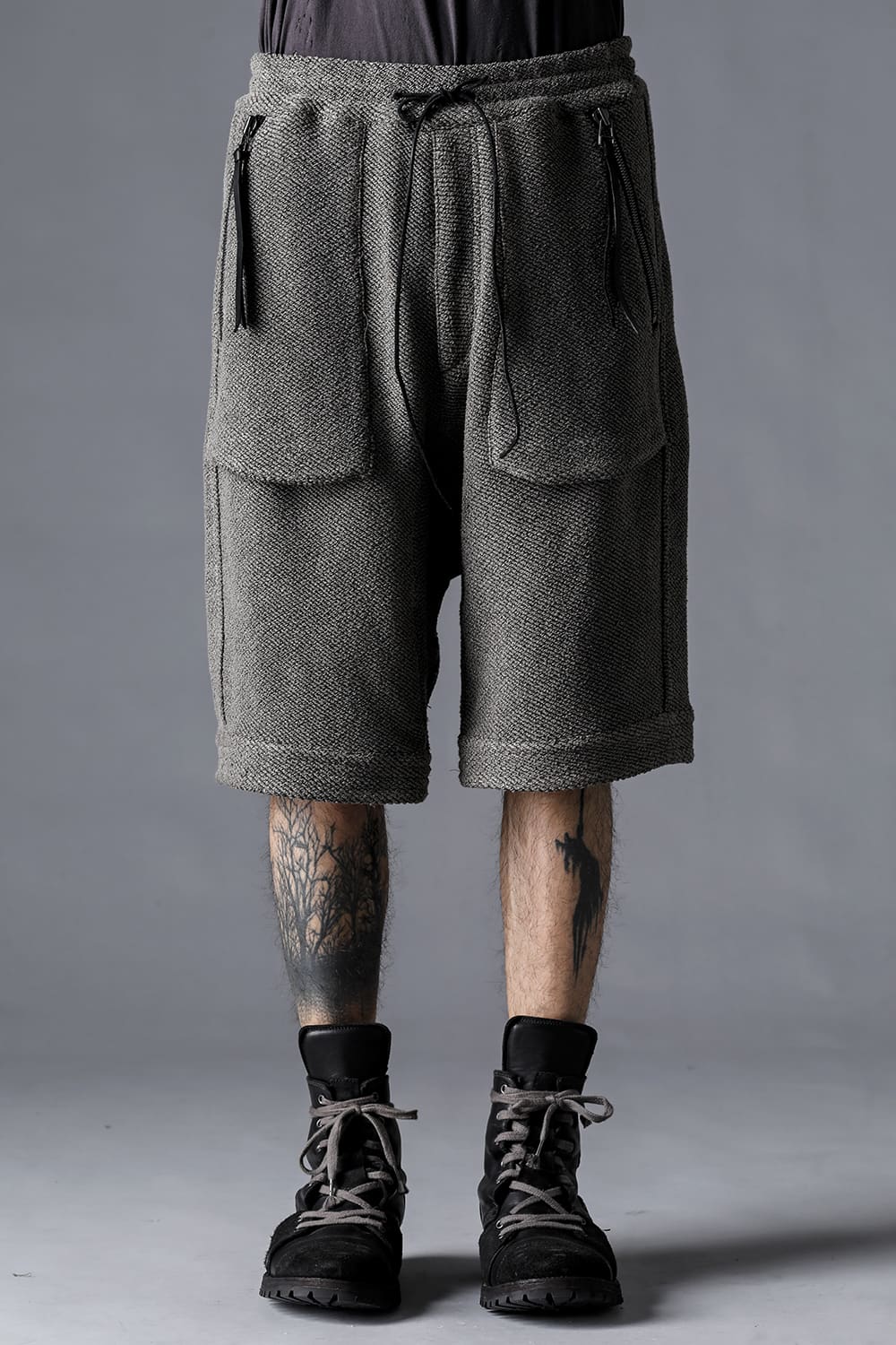 和紙×コットンツィードショートパンツ  ブラック