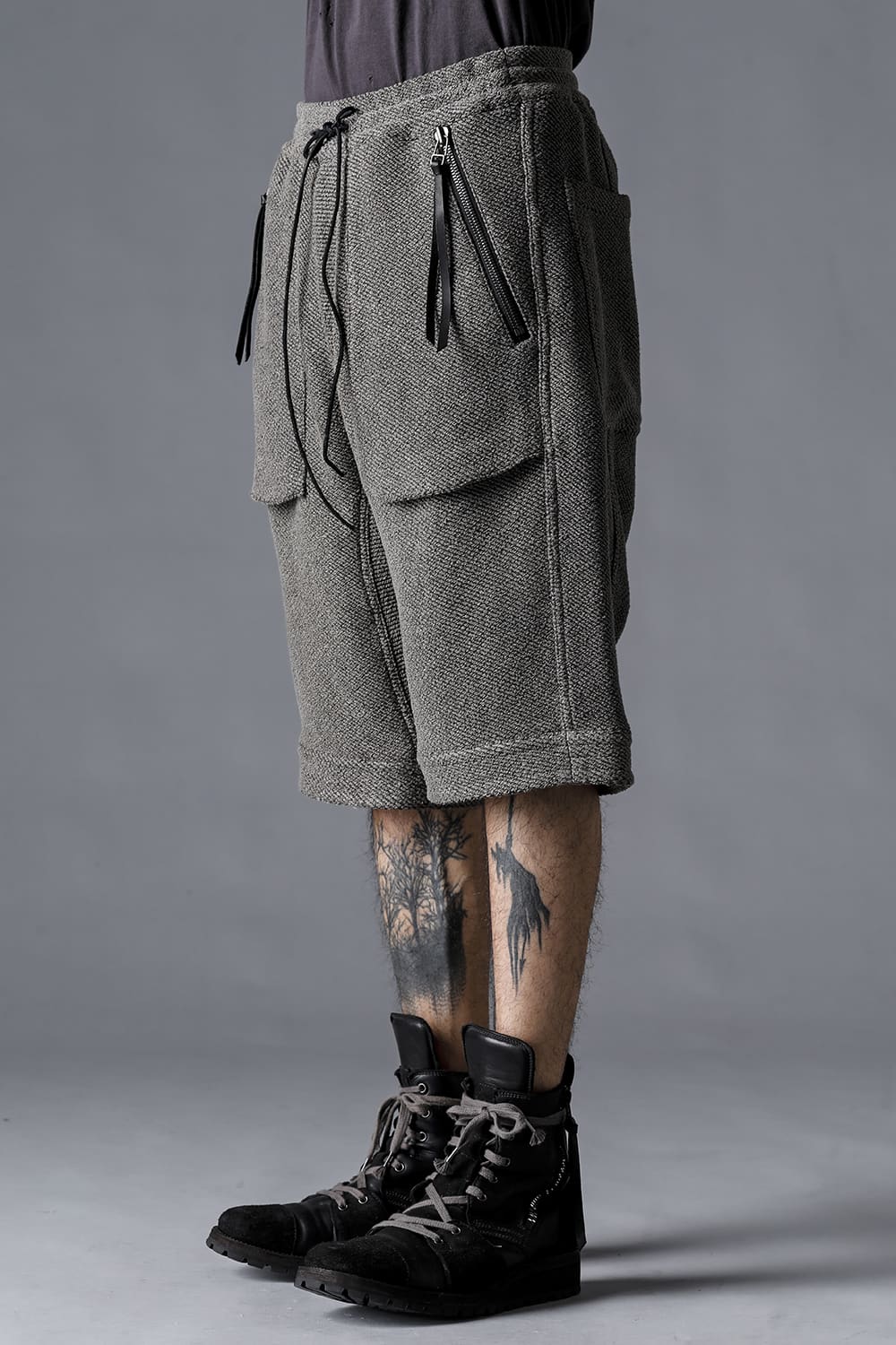 和紙×コットンツィードショートパンツ  ブラック